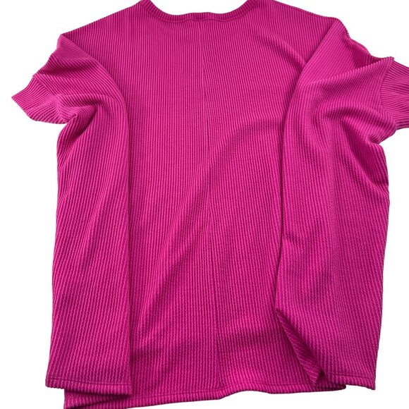 Andrée By Unit Womens Ribbed Knit Top 2X/3X Fuchsia Polyester Rayon Blend - Picture 4 of 5